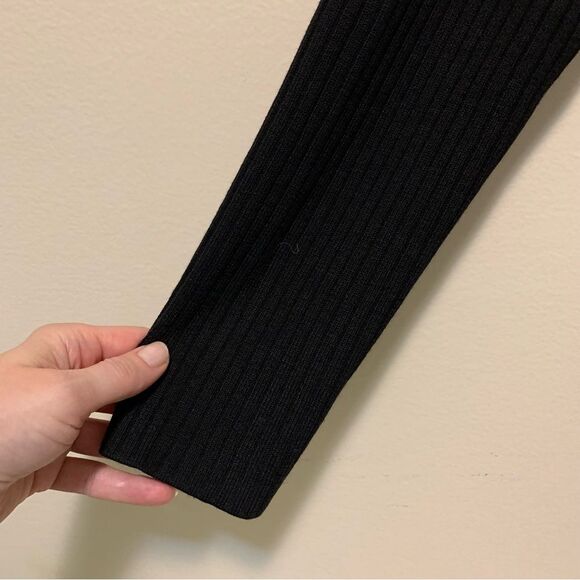 Athleta Solstice Wrap Black Cardigan Sweater Relaxed Fit large merino wool - Picture 3 of 8